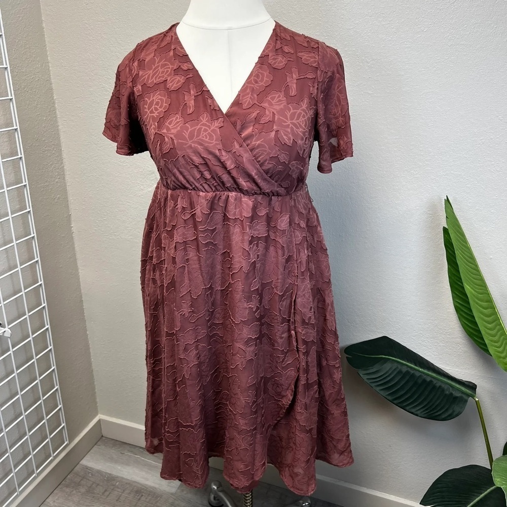 Torrid Mauve Pink Floral Wrap Dress - Size 10/12